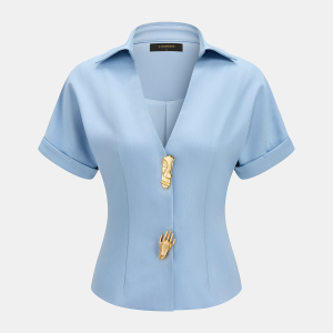 Short Sleeve Sculpted Button Shirt